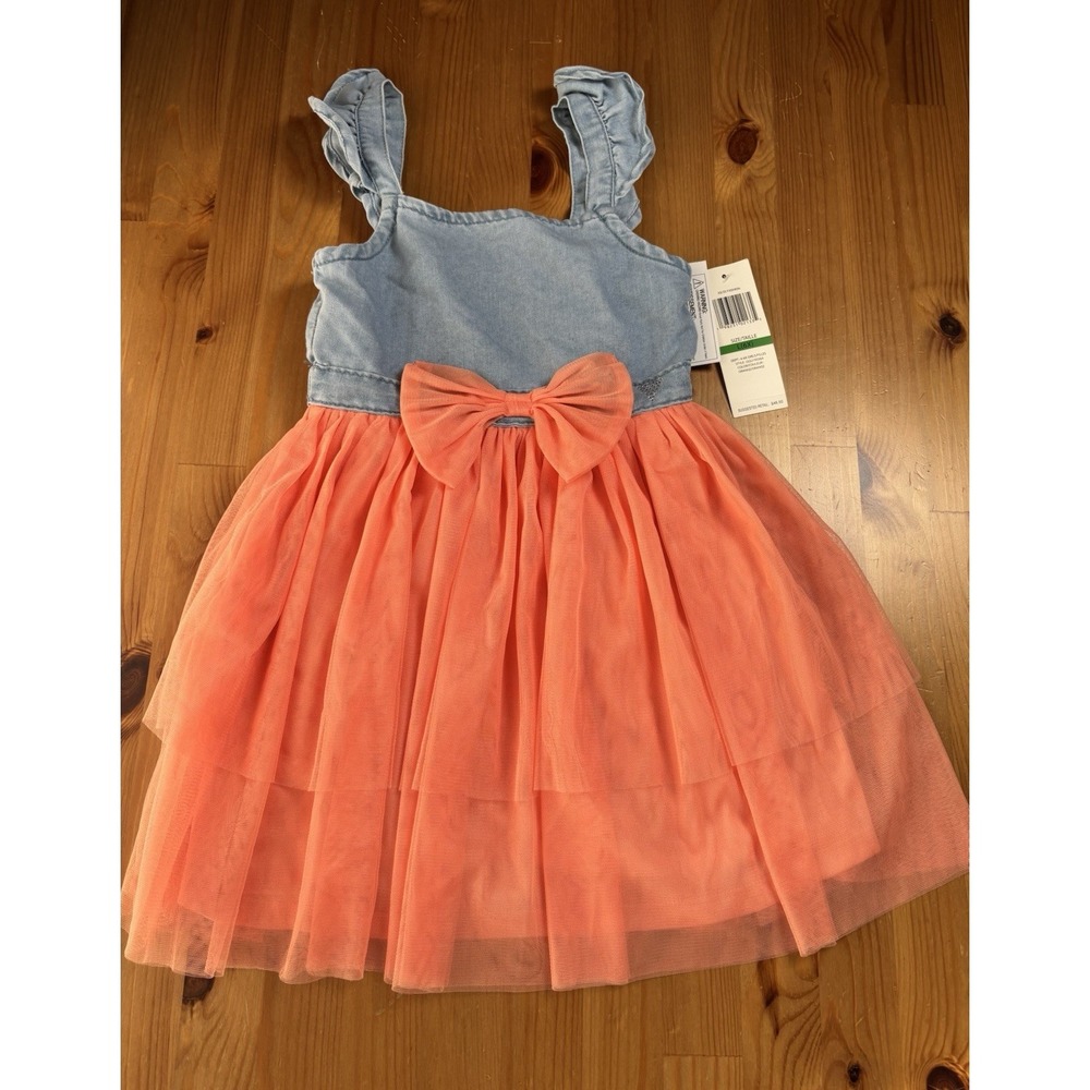 Girls'‎ GUESS Kids Denim Peach Tulle Dress Size 6X
